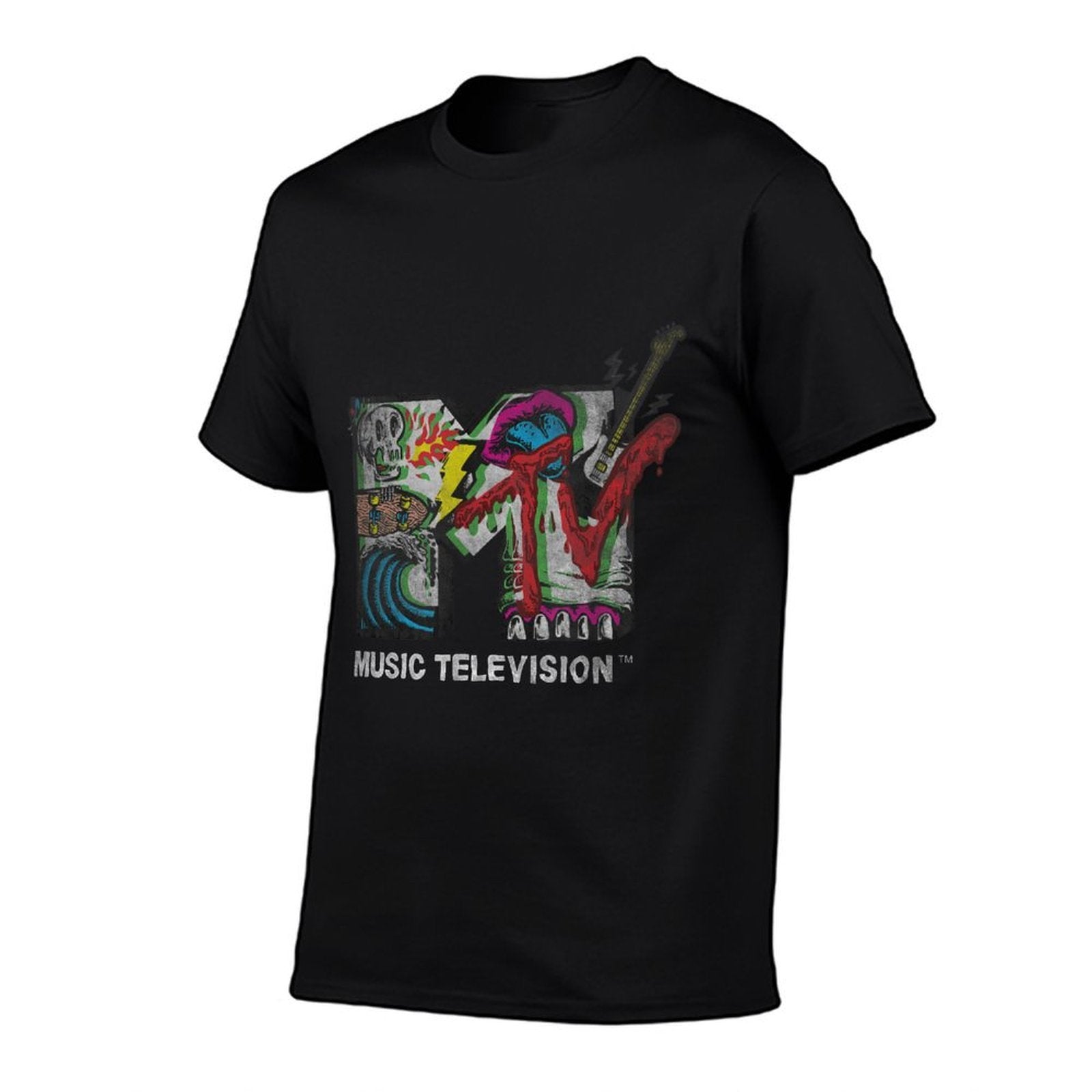 MTV Music Television Retro Glitch 80s Skater Punk Patches  Eco-friendly Material T-Shirt