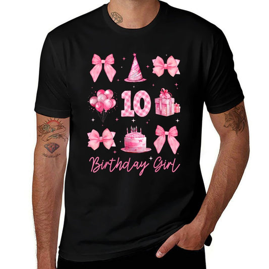 10th Birthday Girl Coquette Bow 10 Years Old Birthday Kids  Quick-drying T-Shirt