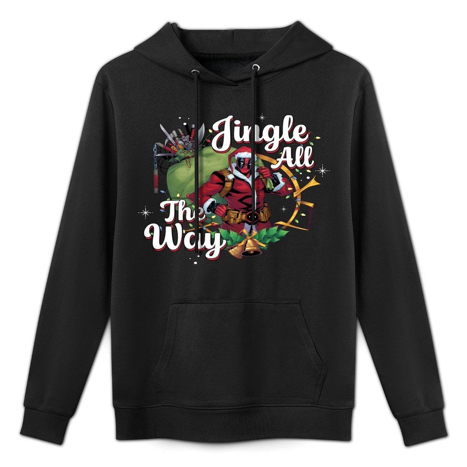 Marvel Deadpool Christmas Jingle All The Way Portrait Sweatshirt Cotton-Polyester Blend Hoodie