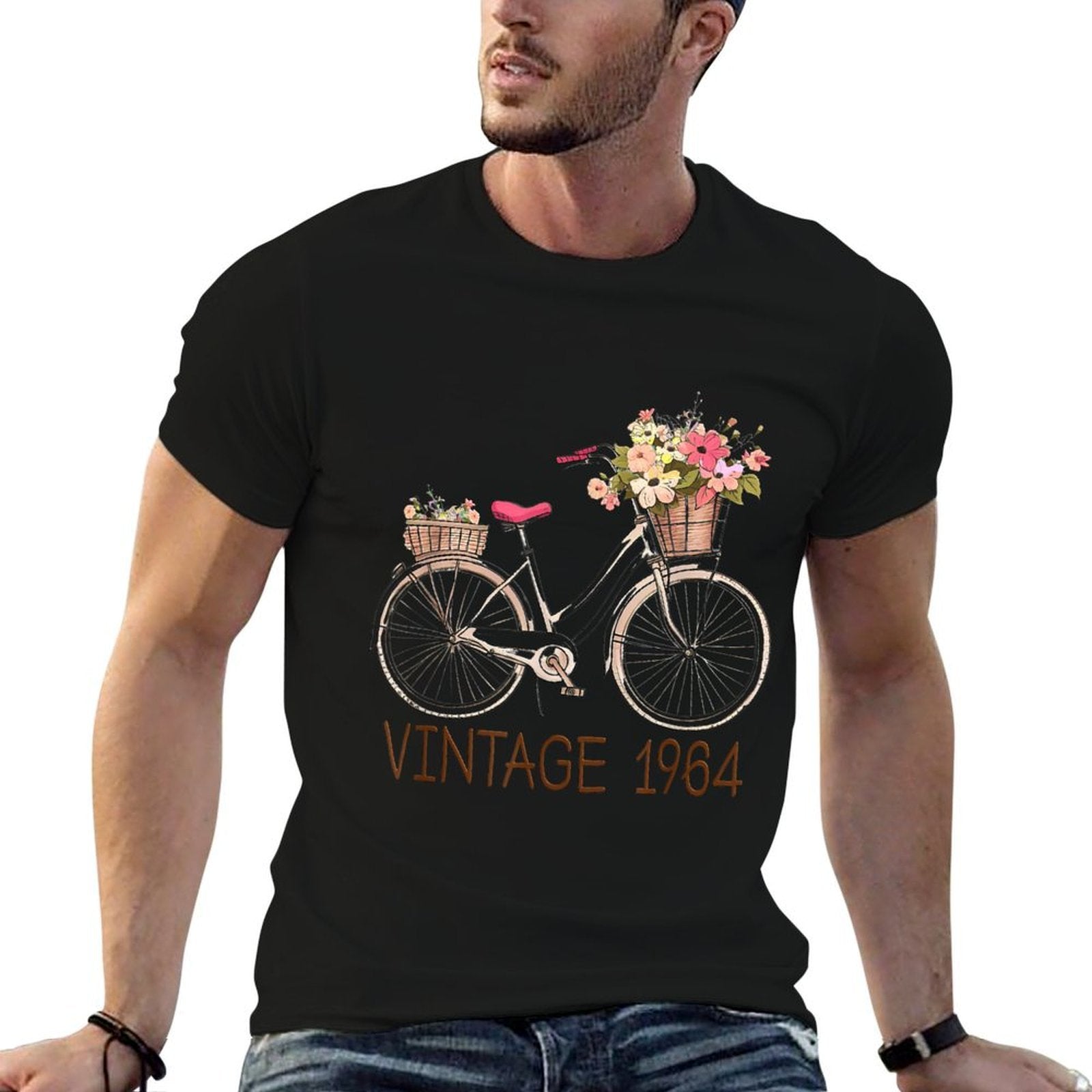 Vintage 1964 Bike Bicycle Wild Flower Basket 60th Birthday  Breathable T-Shirt