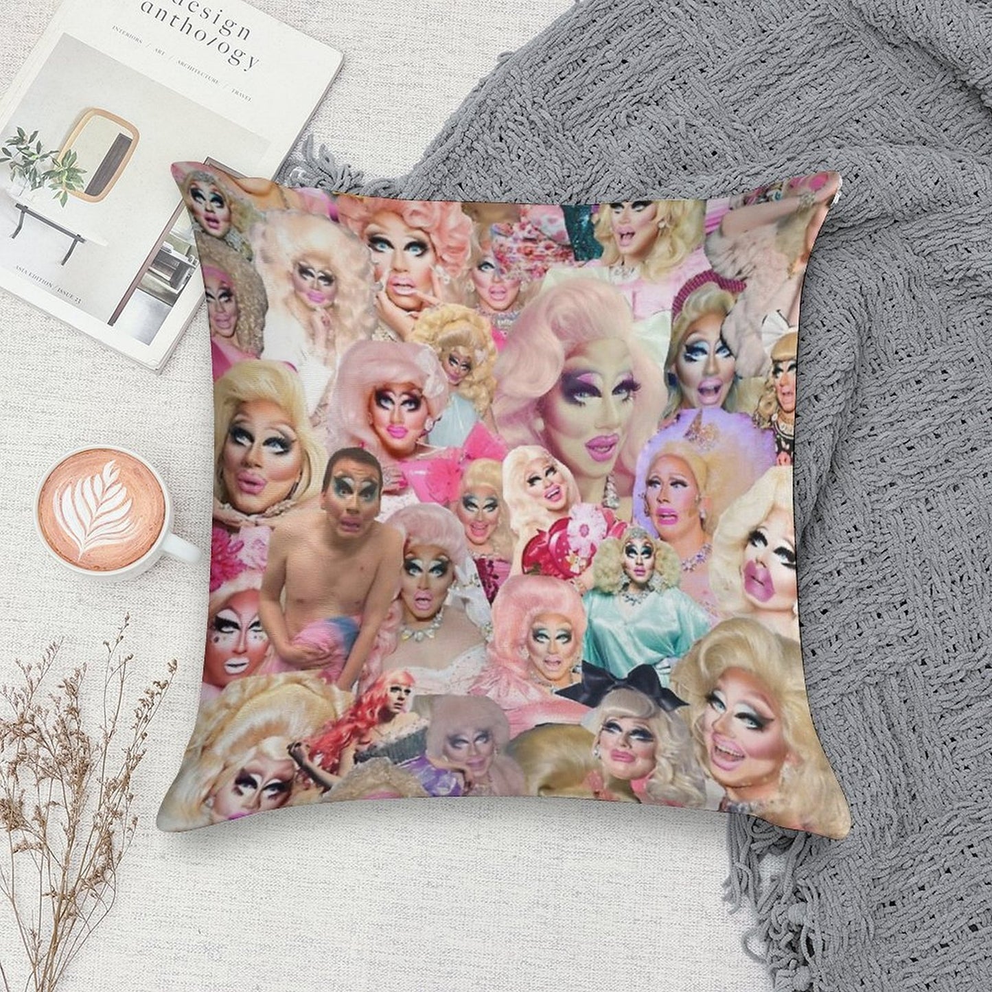 Trixie Mattel Collage Soft Luxury Feel Throw Pillow