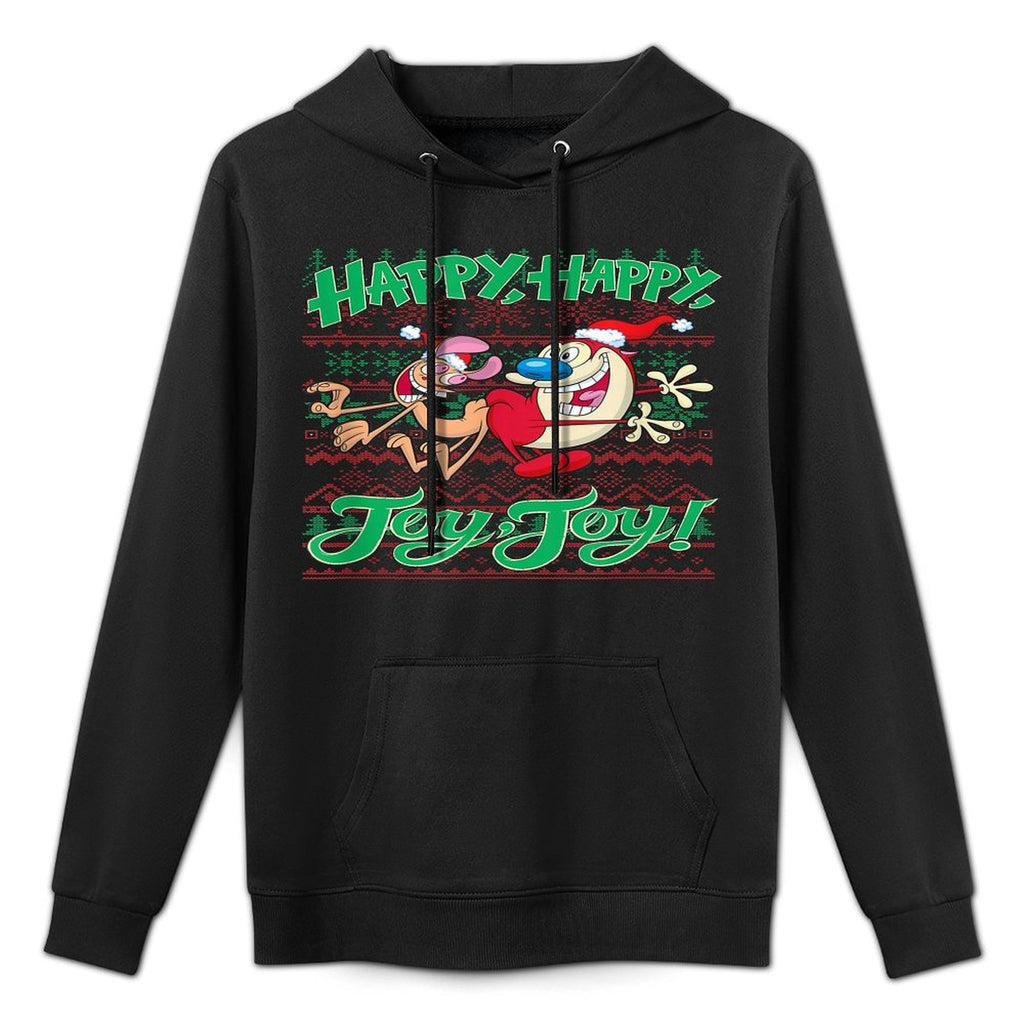 Ren And Stimpy Christmas Happy Joy Ugly Sweater Customizable Surface Hoodie