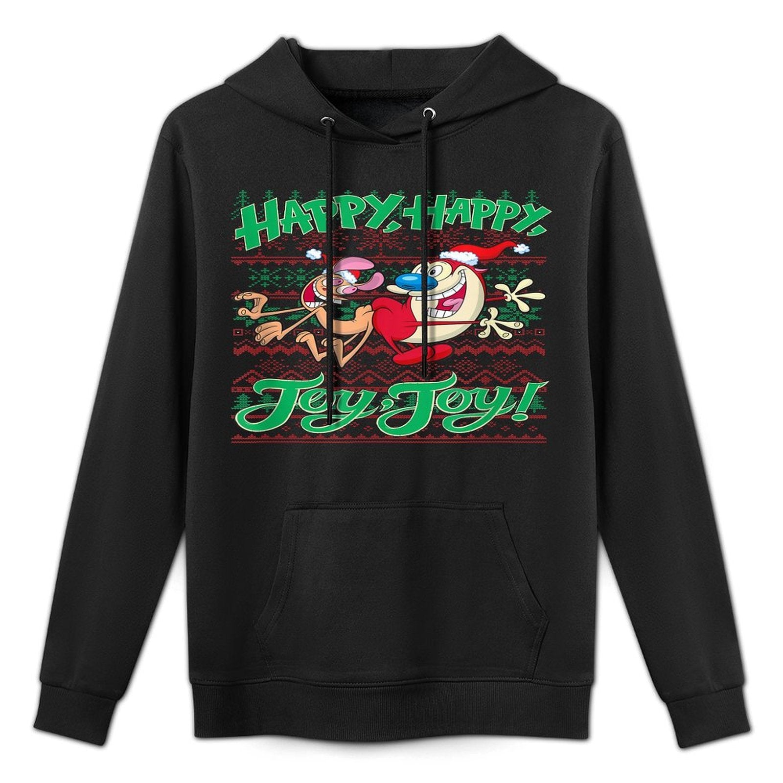 Ren And Stimpy Christmas Happy Joy Ugly Sweater Customizable Surface Hoodie