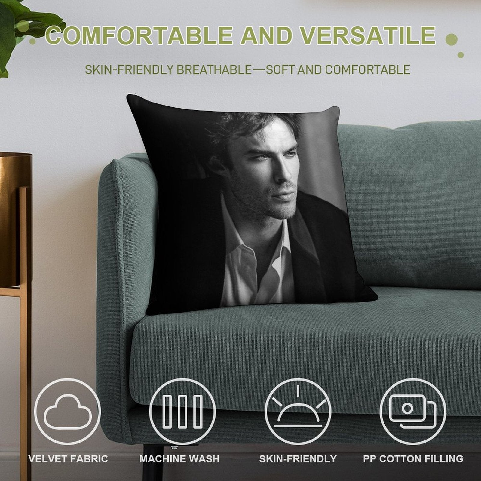 Ian Somerhalder Soft Reinforced Edging Throw Pillow