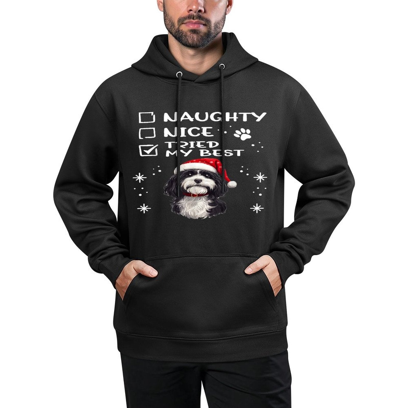 Cute Havanese Dog Dog Christmas Naughty Nice Tried My Best Moisture-Wicking Hoodie
