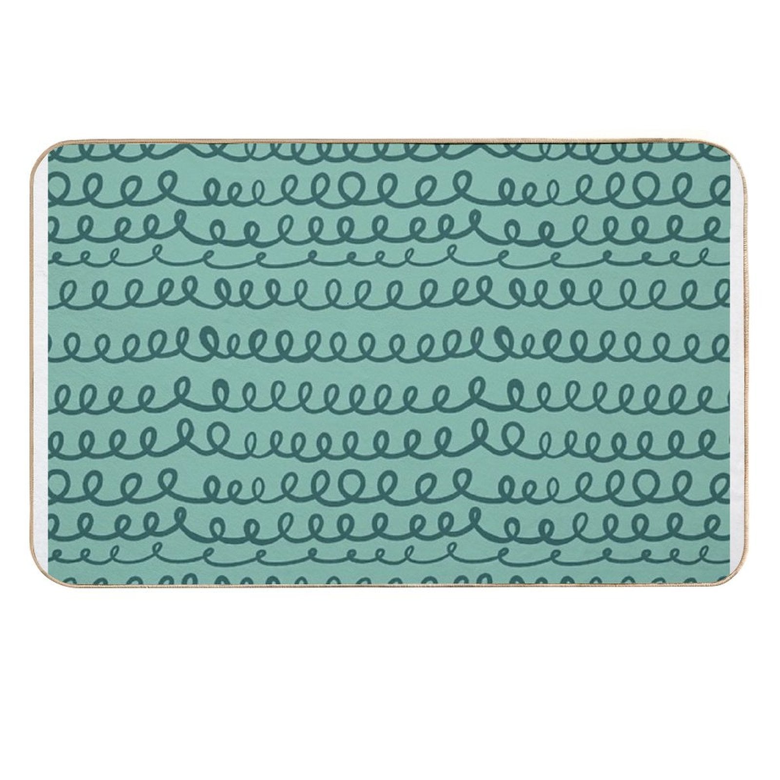 Green Calm – Green Squiggle Stripe Pattern Durable Bath Mat