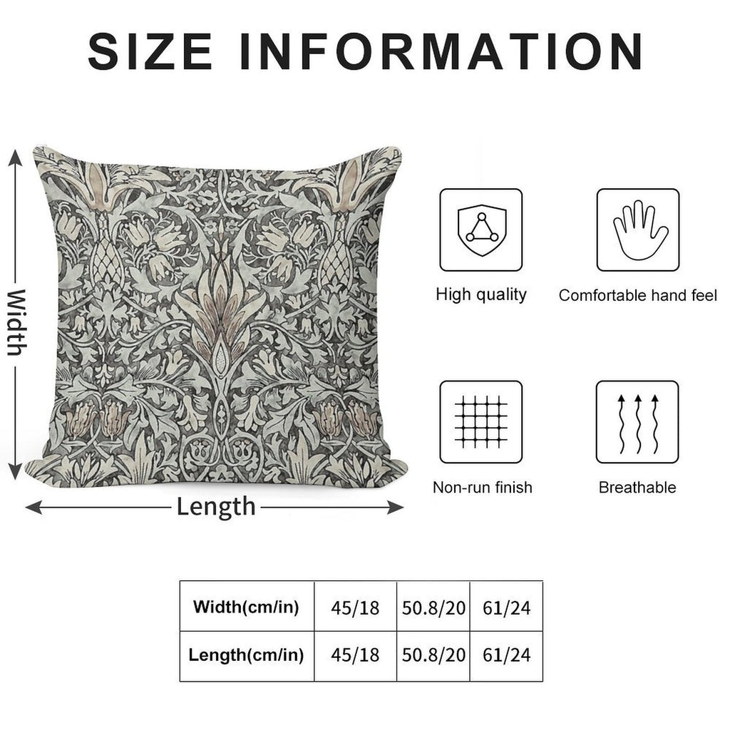 William Morris Snakeshead (grey) Pattern Soft Gift Ready Throw Pillow