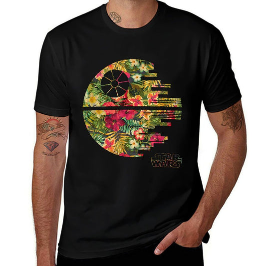 Star Wars Classic Death Star Silhouette Flower Portrait  Heathered Texture T-Shirt
