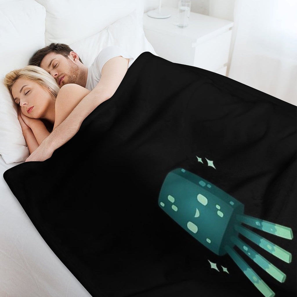 Minecraft Glow Squid Sustainable Throw Blanket