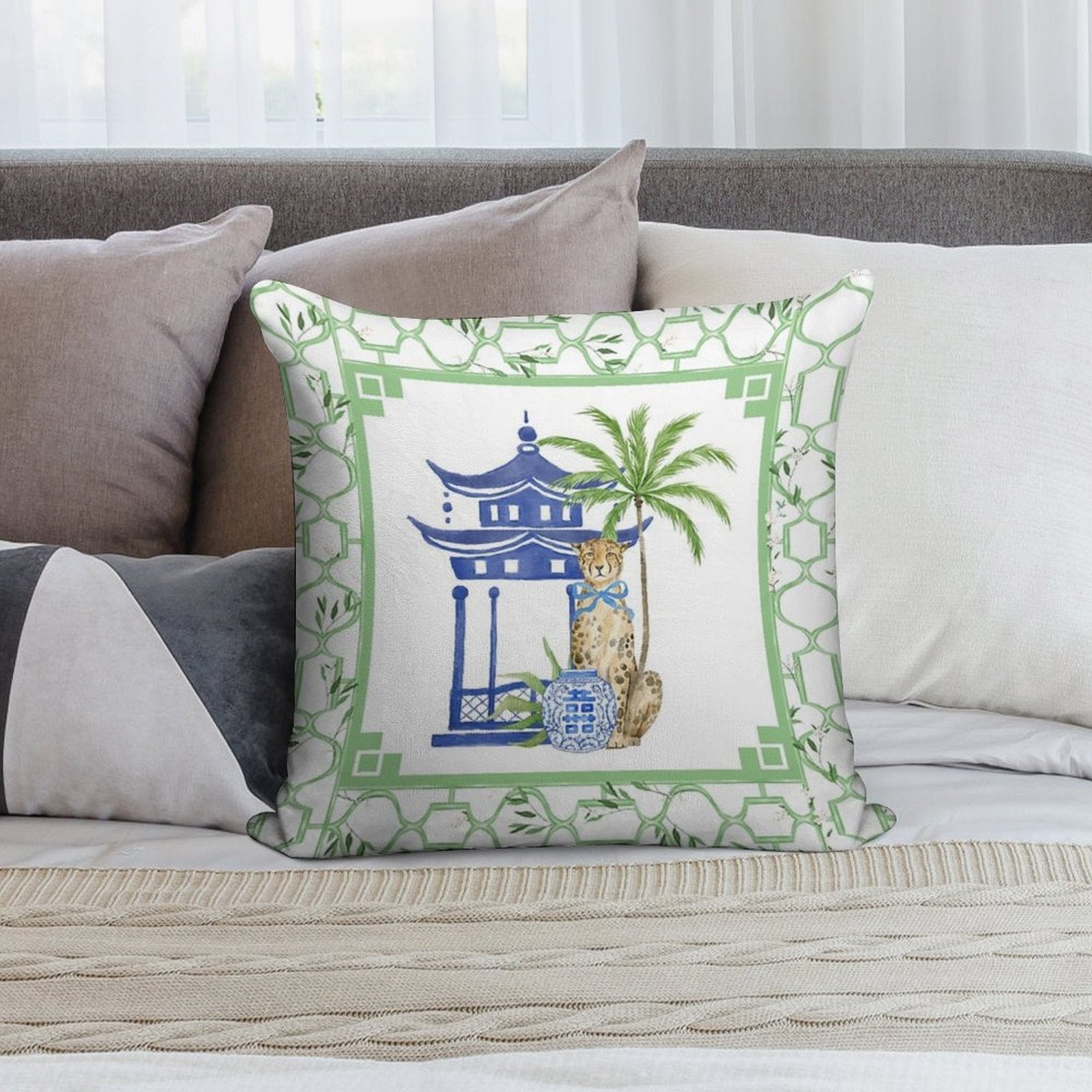 Pagoda Pavilion Chinoiserie Soft Easy Maintenance Throw Pillow