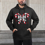 Candy Cane Christmas Season Girls Womens Retro Coquette Bow Cotton-Polyester Blend Hoodie