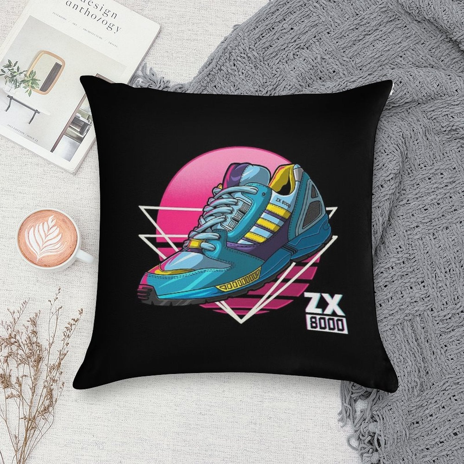 Zx Aqua 8000 Sneaker Lifestyle Ninetees Retro Runner Torsion Soft Durable Construction Throw Pillow