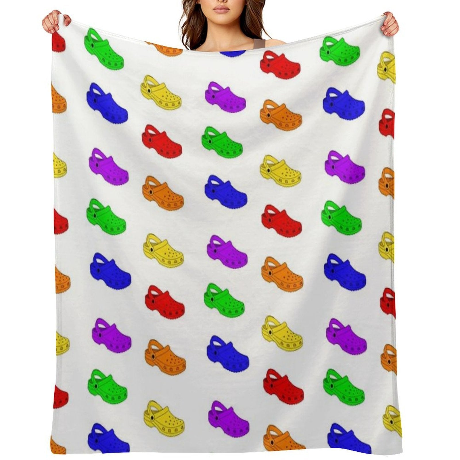 Rainbow Crocs Pack Comfort Throw Blanket