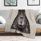 Capybara  Orange  Capy Yuzu  Capybara with Orange on Head  His Name - Gort  Portrait Durable Throw Blanket