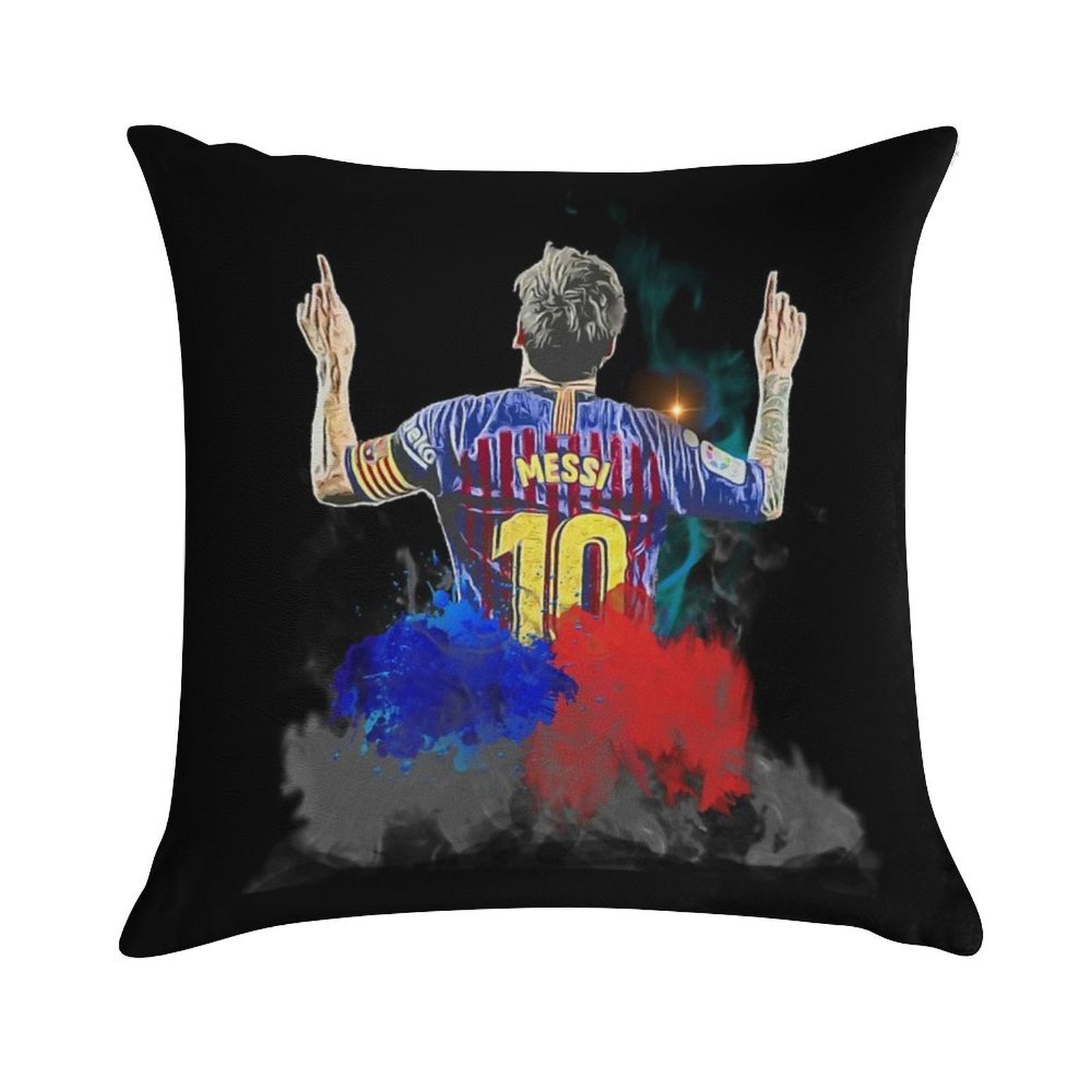 Messi Celebration Digital Artwork Soft Durable Construction Throw Pillow