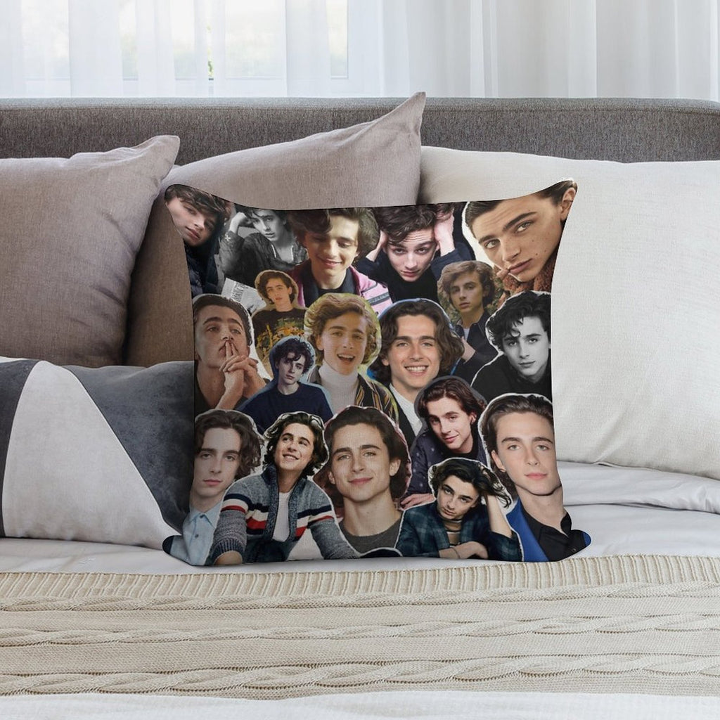 Timothée Chalamet Collage 2.0 Soft Short Plush Fabric Throw Pillow