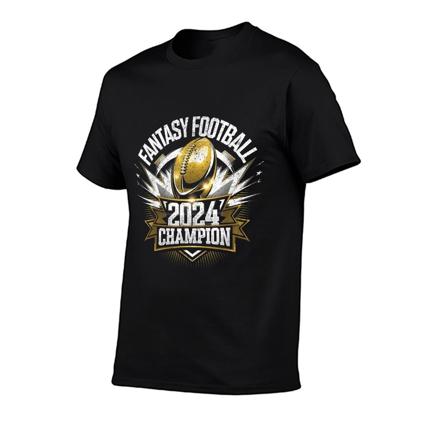 Retro Fantasy League Champ 2024 Winner - Unisex Adults Fantasy Football Champion - Black, Small  Ribbed Collar T-Shirt