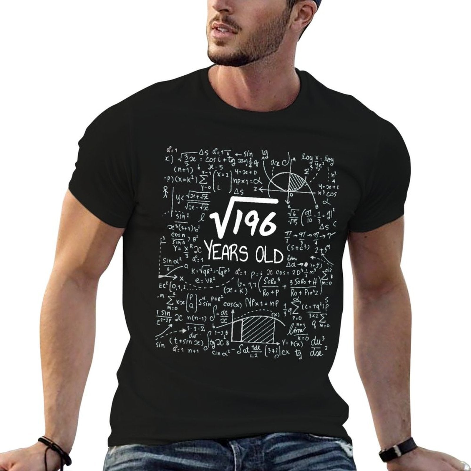 Birthday Design For Physics  Science Lovers 14th Birthday Square Root of 196 14 Years Old Unisex Black  Rolled Sleeves T-Shirt