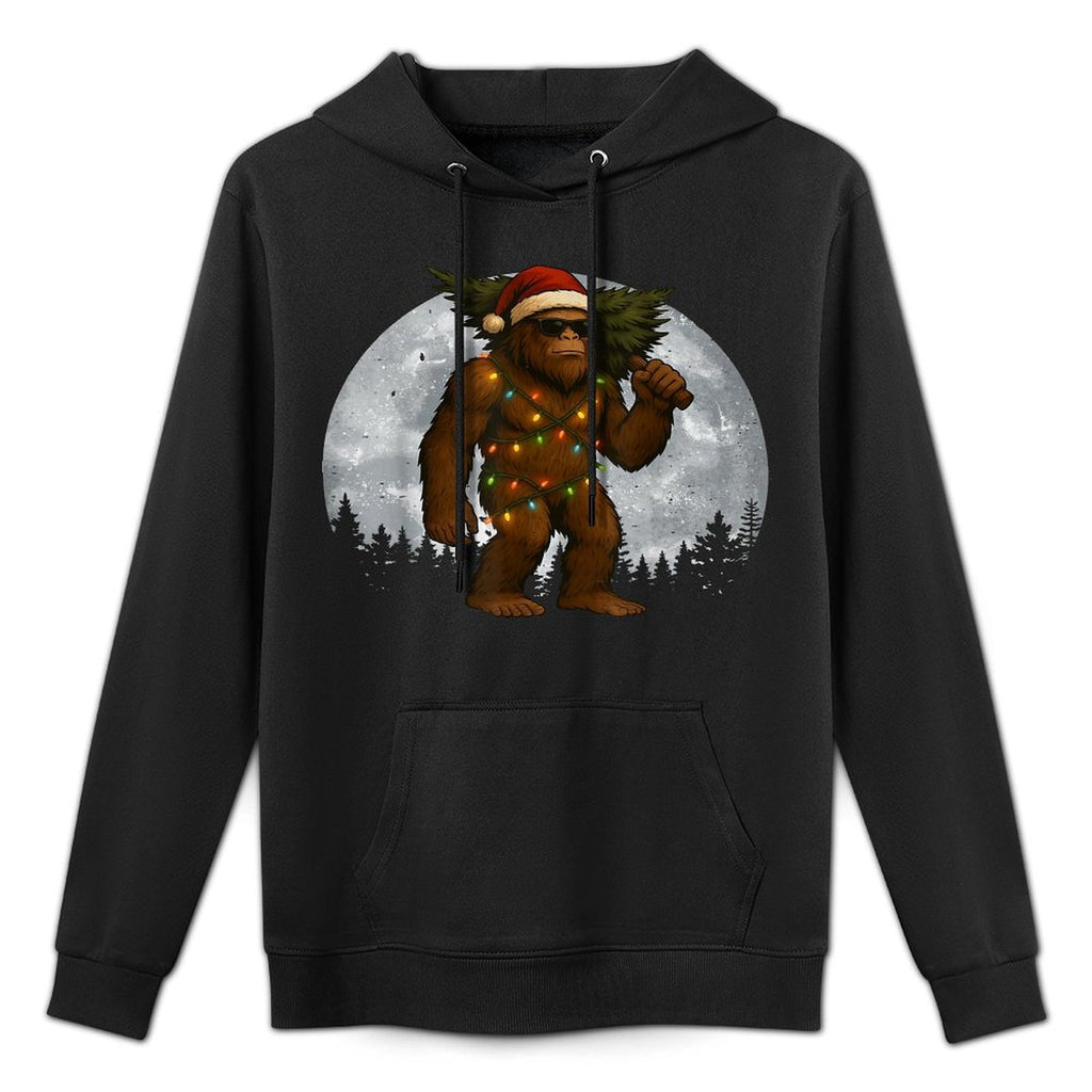 Santa Bigfoot Christmas Lights Funny Sasquatch Believe Versatile Streetwear Hoodie