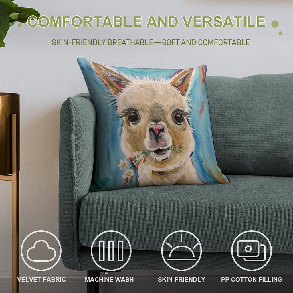 Alpaca Art Soft Shrink-Resistant Throw Pillow