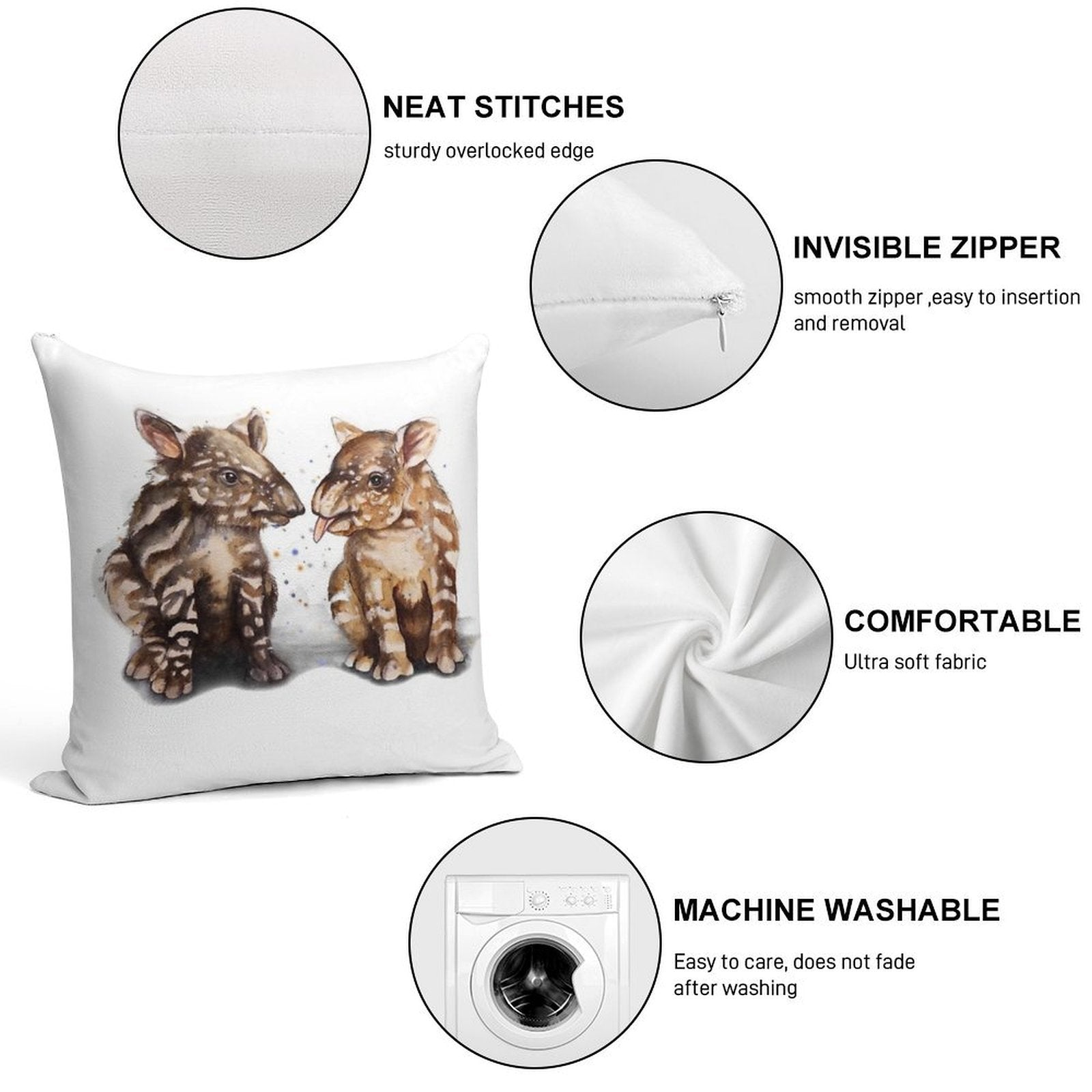 BABY TAPIRS Soft Home Decor Throw Pillow