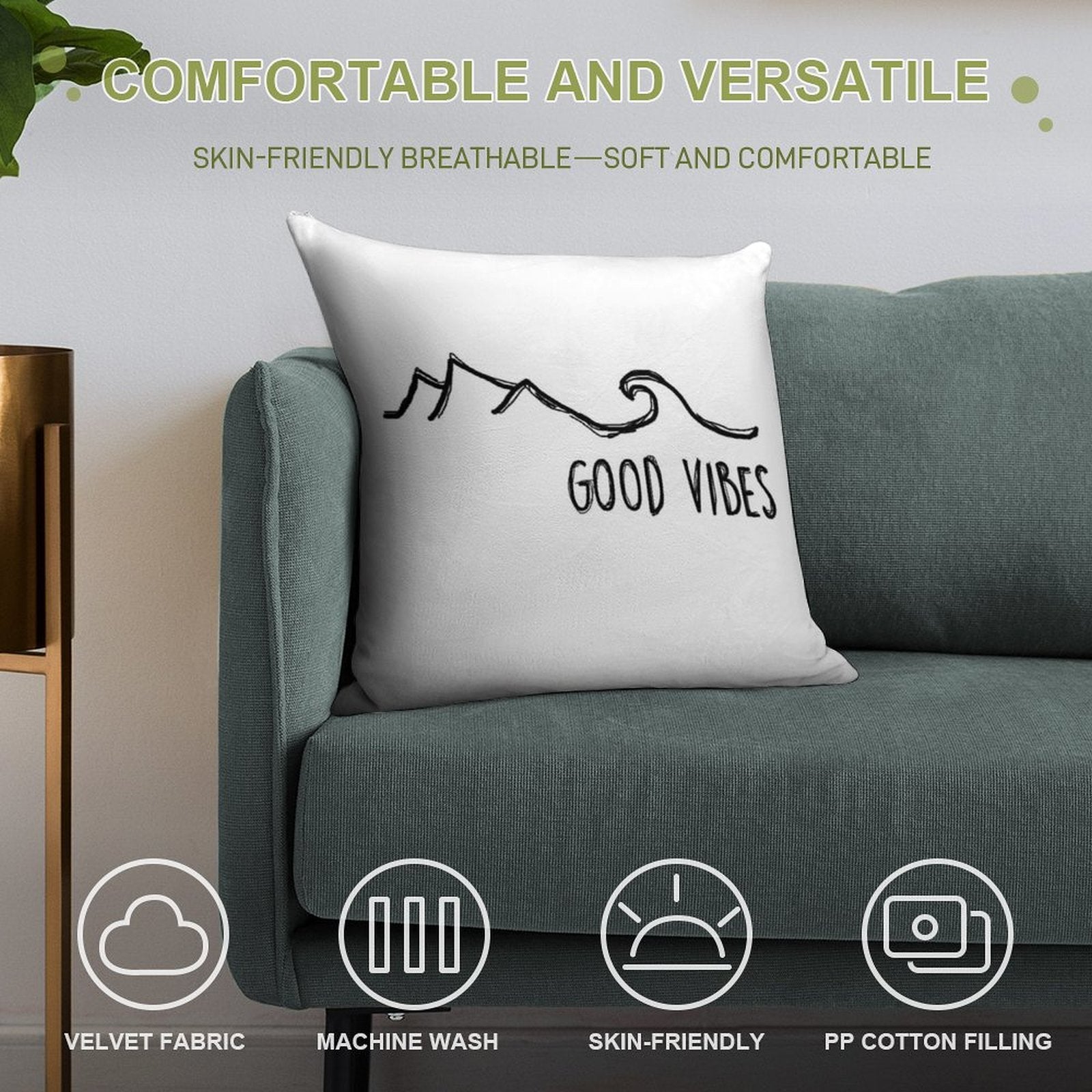 Good Vibes Soft Anti-Pilling Throw Pillow