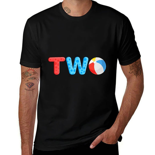 2nd Birthday Two Year Old Beach Ball Theme Summer Pool Party Kids  Stretchy T-Shirt