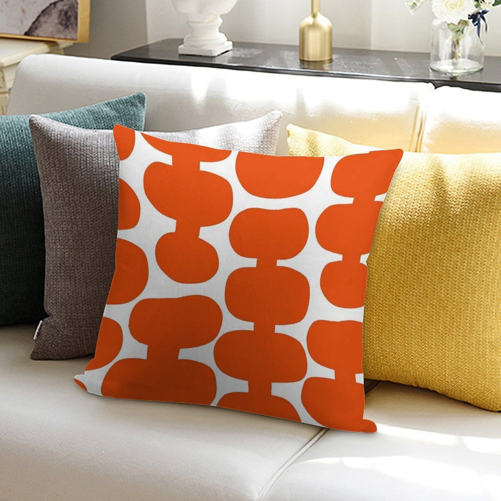 Iconic Mid Century Modern Pattern in White And Orange Soft Anti-Pilling Throw Pillow