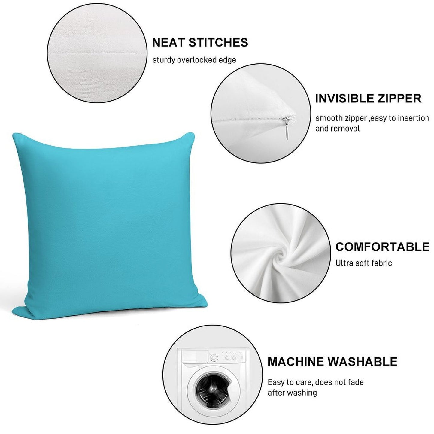 Turquoise Soft Reinforced Edging Throw Pillow