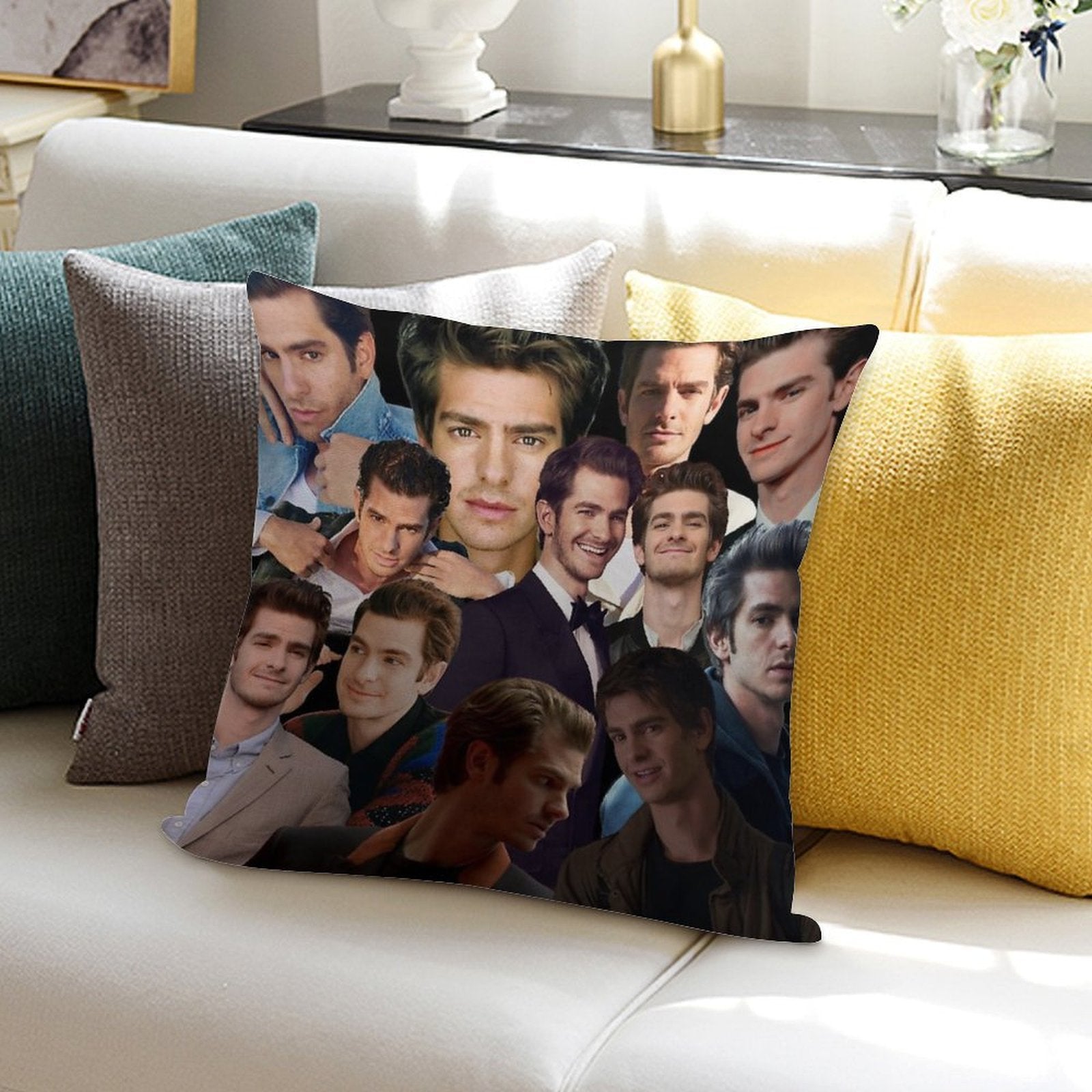 Andrew Garfield Collage Soft High-Density Material Throw Pillow