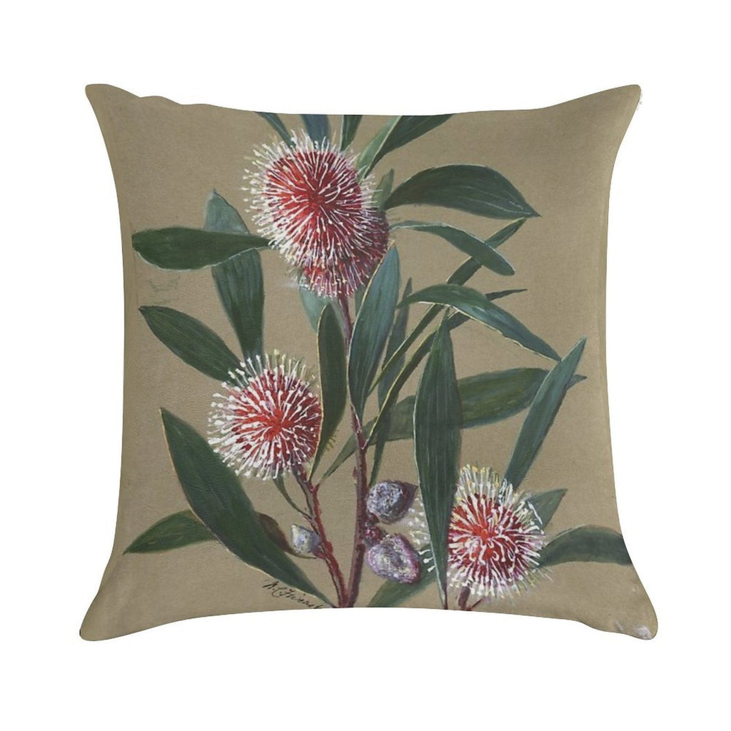 Australian Wildflower Watercolor Pincushion Hakea Soft High-Density Material Throw Pillow