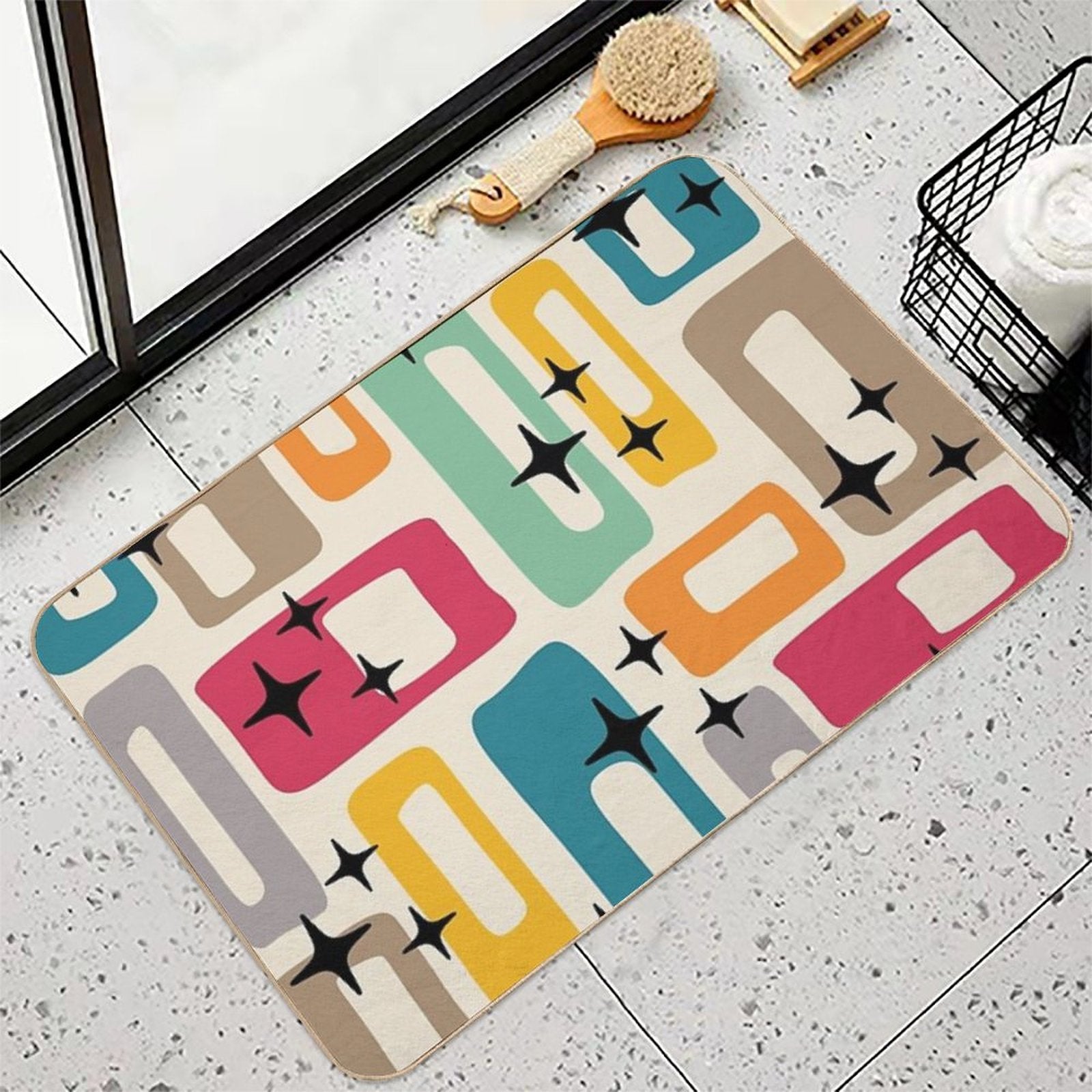 Retro Mid Century Modern Abstract Pattern 154 Durable Bath Mat