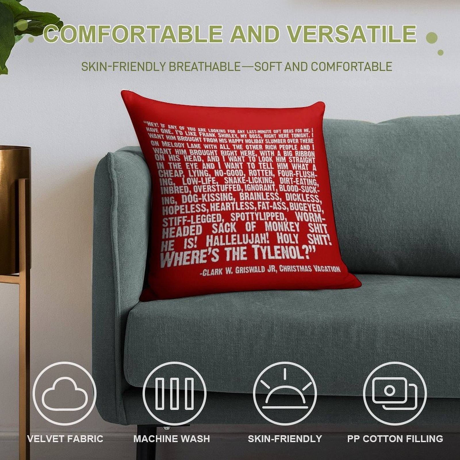 Christmas Vacation Quote; Wheres The Tylenol (white) Soft Style Accent Throw Pillow