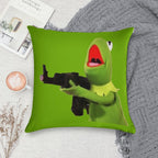 Kermit The Frog With Gun Soft Washable Throw Pillow