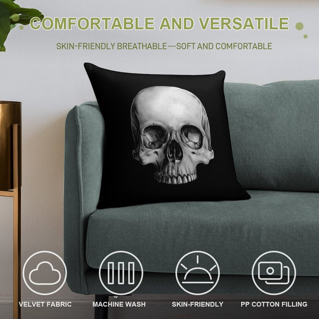 Half Skull Soft Home Decor Throw Pillow