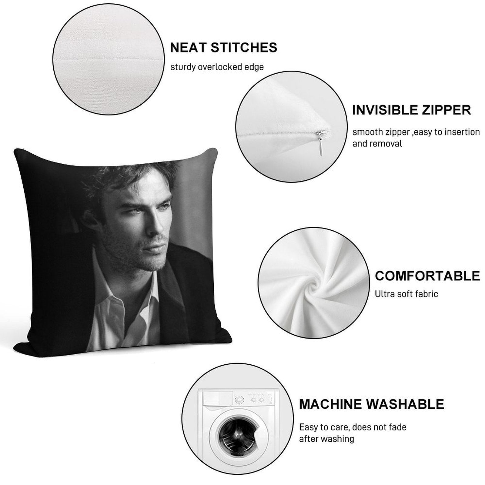 Ian Somerhalder Soft Reinforced Edging Throw Pillow
