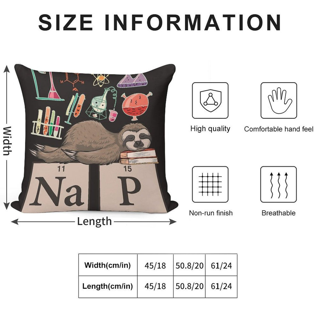 Funny Chemistry Sloth Art Gift Soft Skin-Friendly Throw Pillow