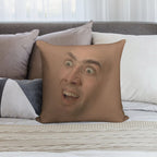 Nicholas Cage Face Pattern Soft Reinforced Edging Throw Pillow