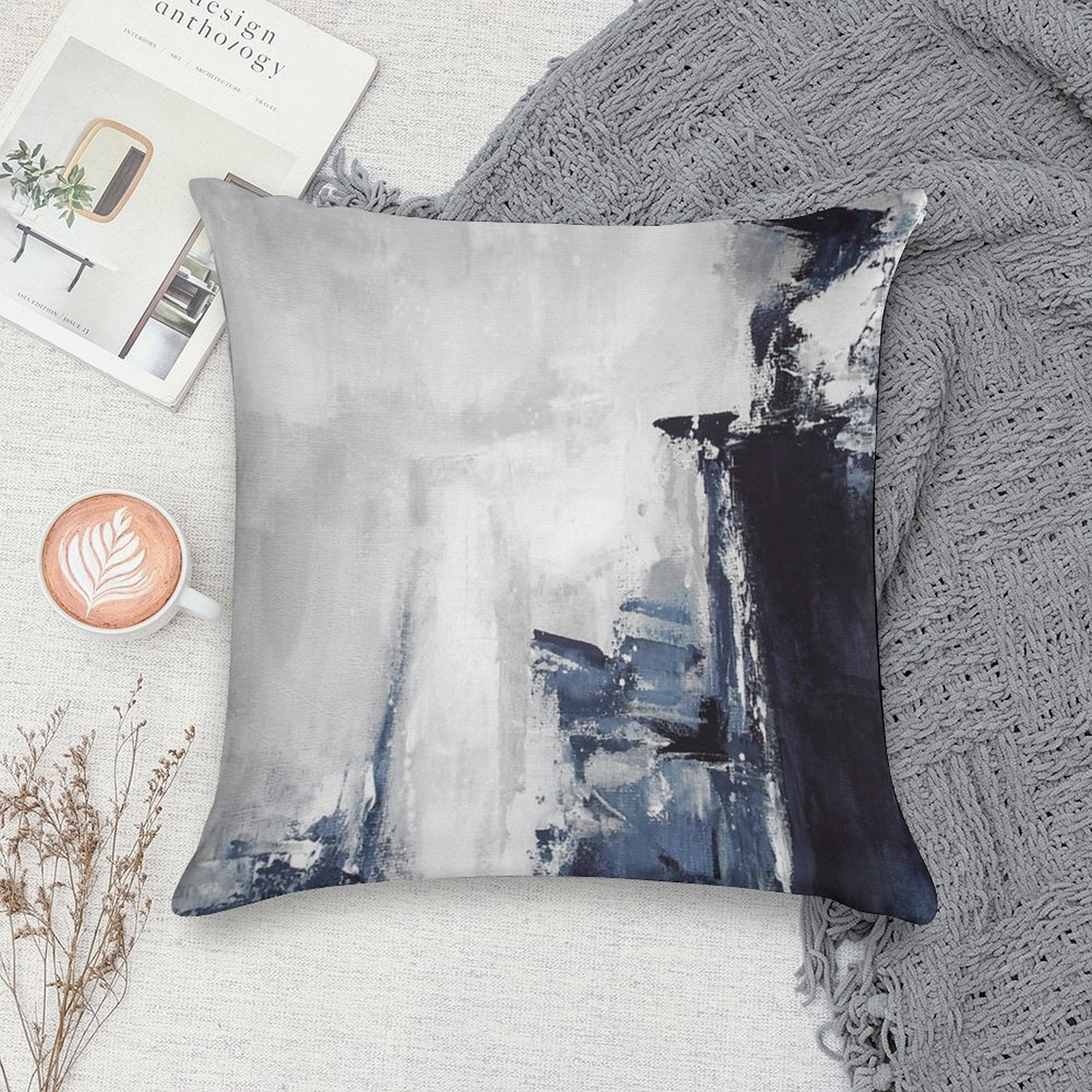 Navy 2 Soft High-Density Material Throw Pillow