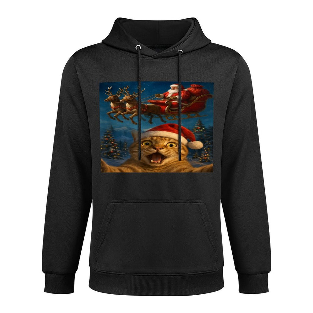 Cat Selfie Santa Claus Christmas Xmas Shape Retention Hoodie