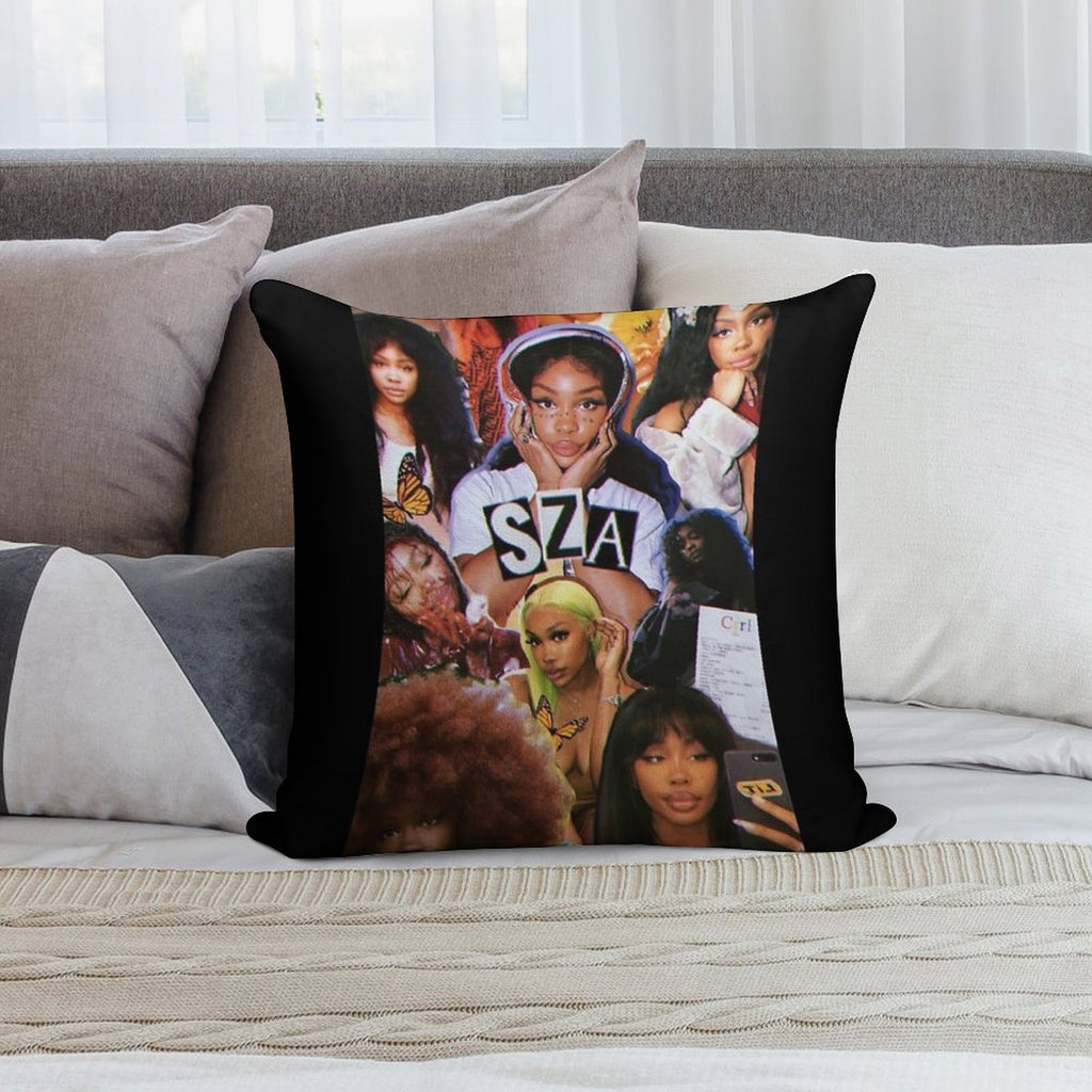 Collage of SZA Soft Decorative Cover Throw Pillow