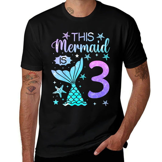 3rd Birthday Girl 3yr Three 3 Year Old Mermaid Bday  Relaxed-fit T-Shirt