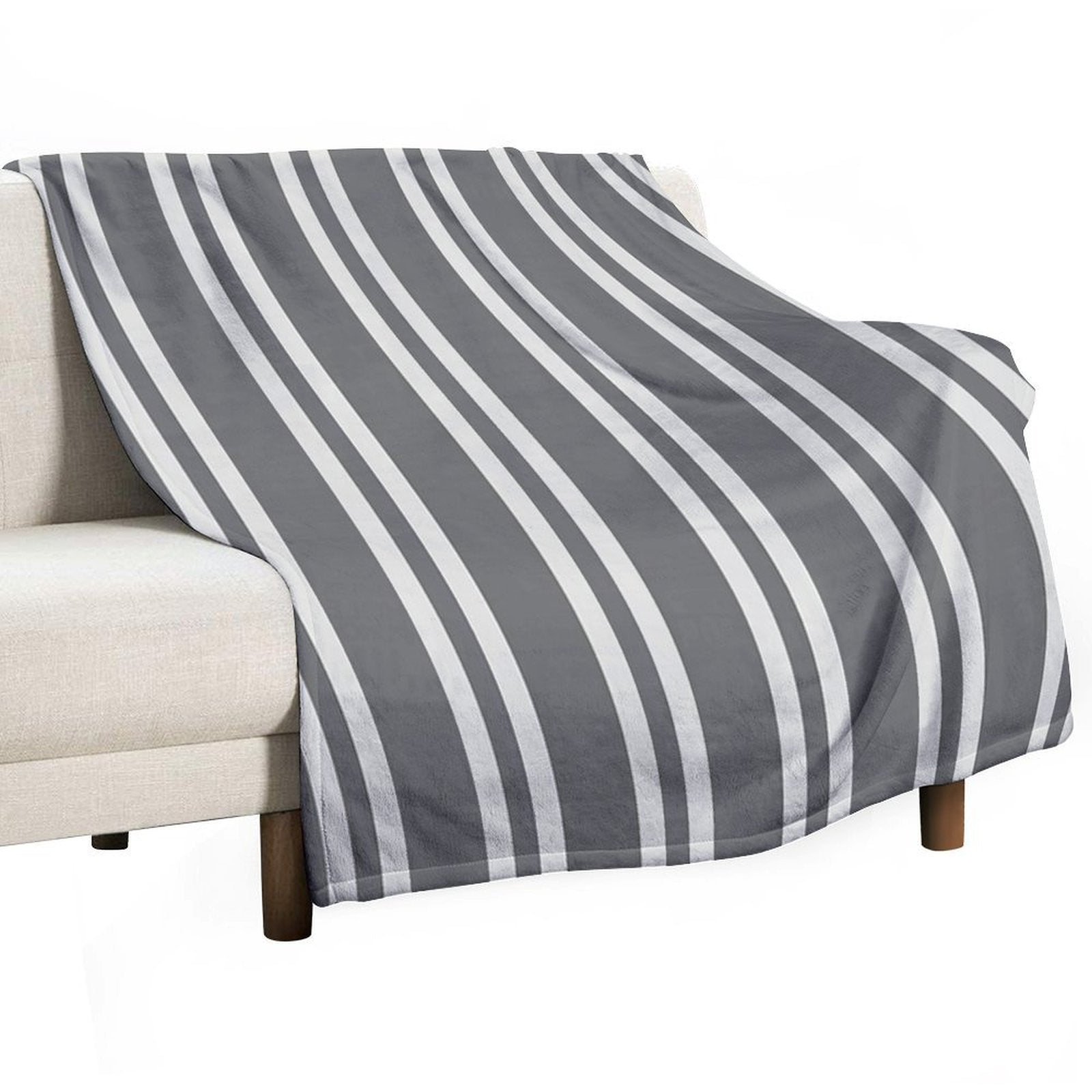 Gray Stripes Plush Throw Blanket