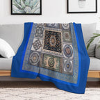 Roman Mosaic - Light Blue Machine-washable Throw Blanket