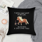 Shetland Pony Horse And Wine Funny Horse Soft Short Plush Fabric Throw Pillow