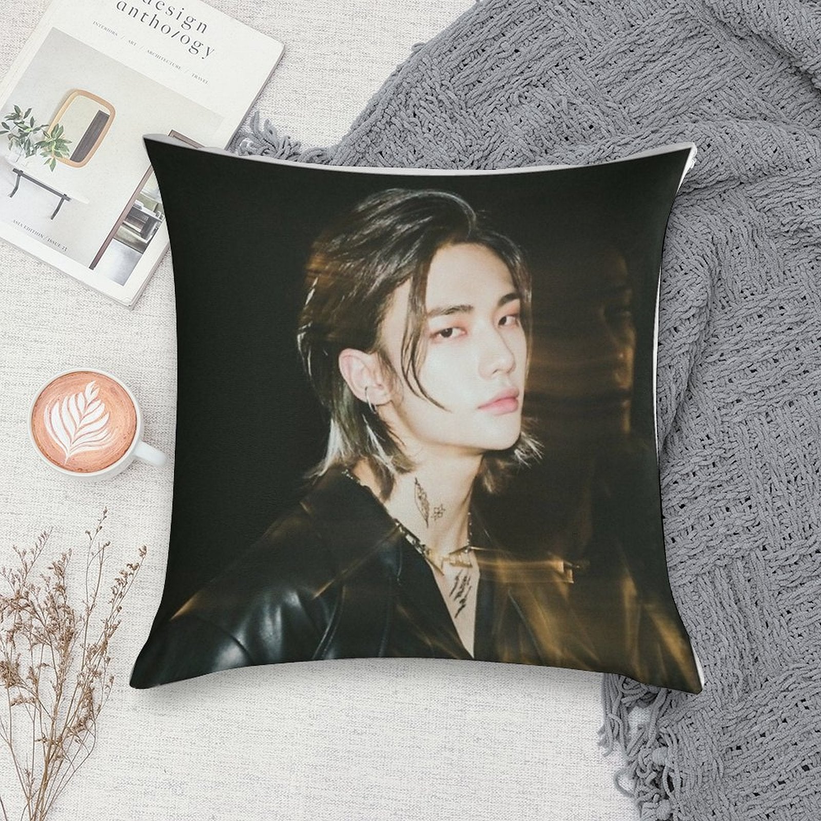 Hyunjin Stray Kids Soft High-Density Material Throw Pillow