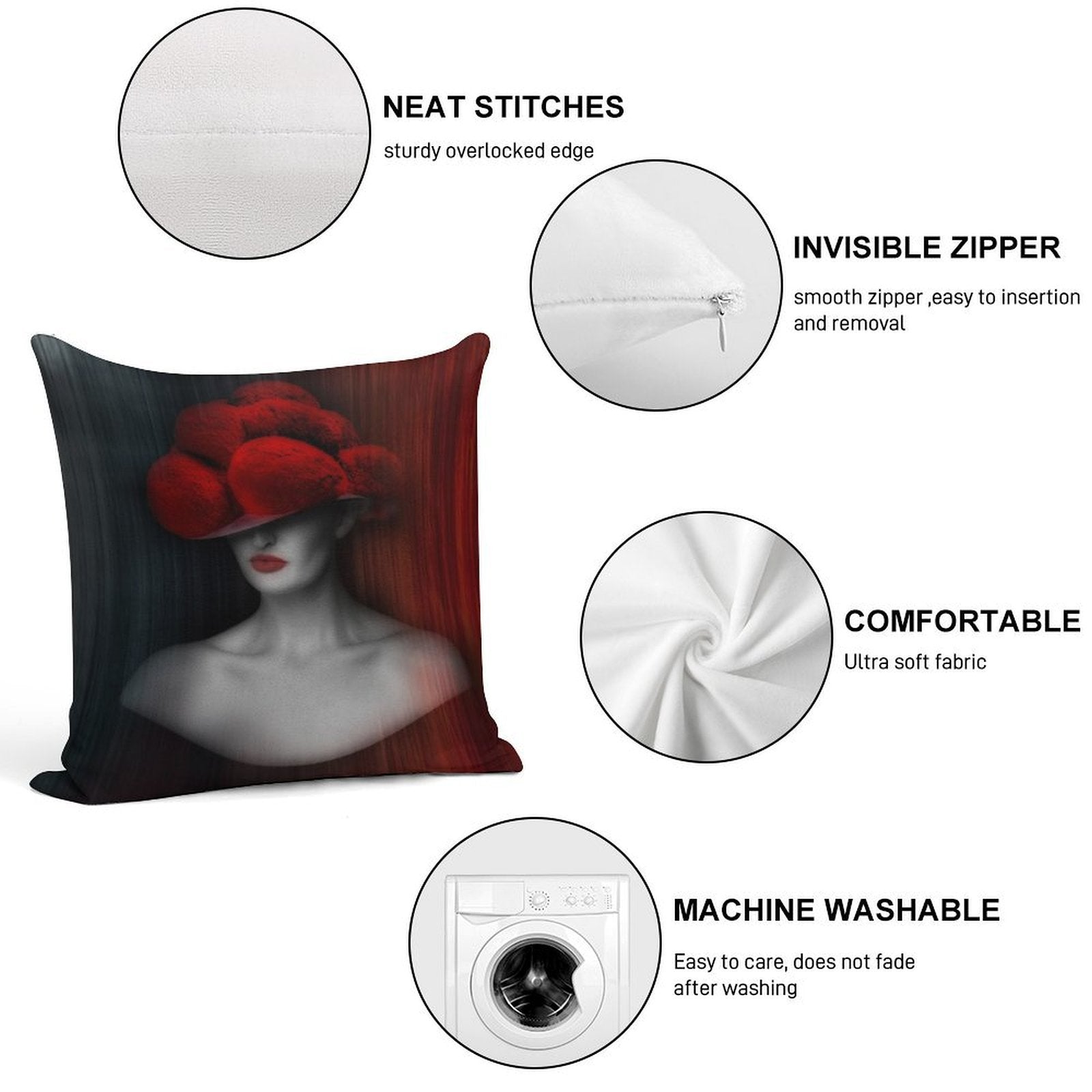 Black Forest Lady ART 2.0 Soft Skin-Friendly Throw Pillow