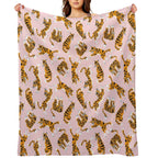Cute Tigers on Pink Versatility Throw Blanket