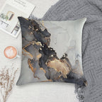 Marble Gray Black Gold Soft Washable Throw Pillow