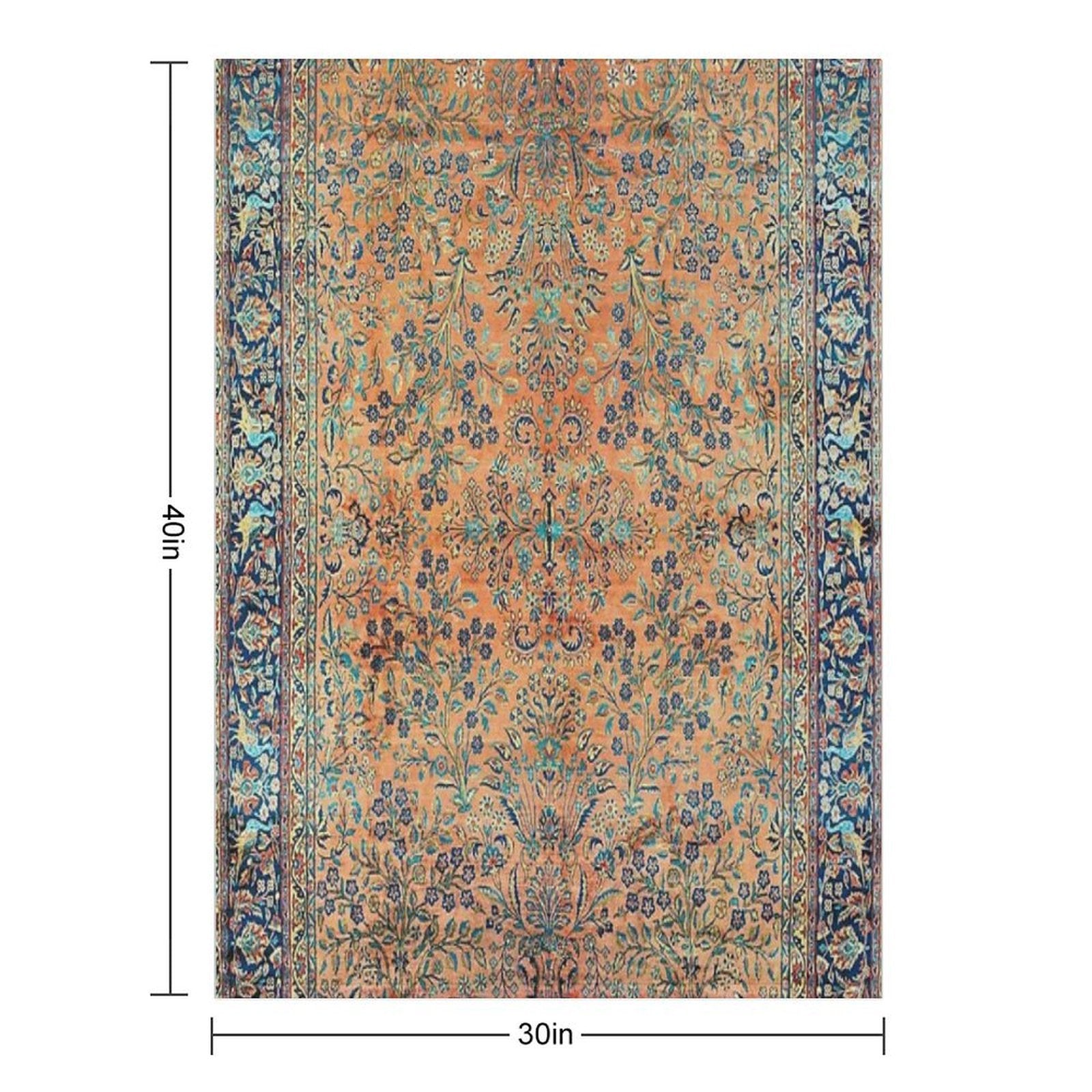 Manchester Kashan Floral Persian Carpet Print Quick-dry Throw Blanket